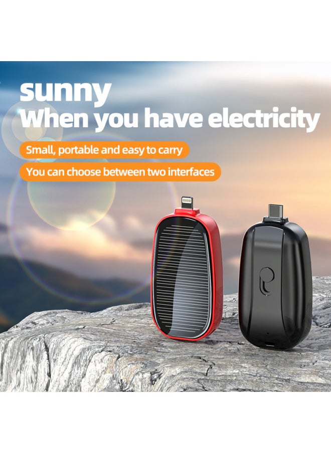 Mini Portable Emergency Solar Power Bank Outdoor Wireless Mobile Charging Compact Lightweight Digital Computer Accessory-Color:Micro Android Black-Power Capacity:1200 MA
