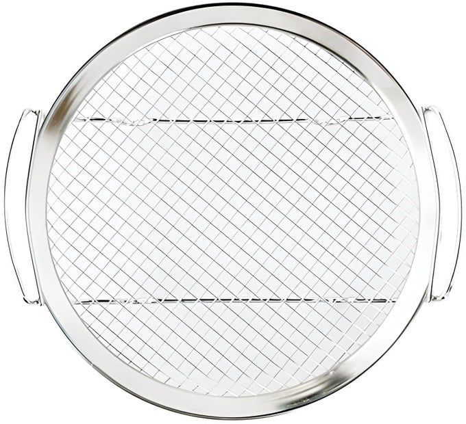 STAINLESS STEEL FRY STRAINER WITH HANDLE AND TRAY SET FOR FRENCH FRIES OIL STRAINER AIR FRYER BASKET WIRE MESH GRILLING KITCHEN COOKING TOOL ROUND OVEN COOLING RACK FOR RESTAURANT 24X225X4 CM