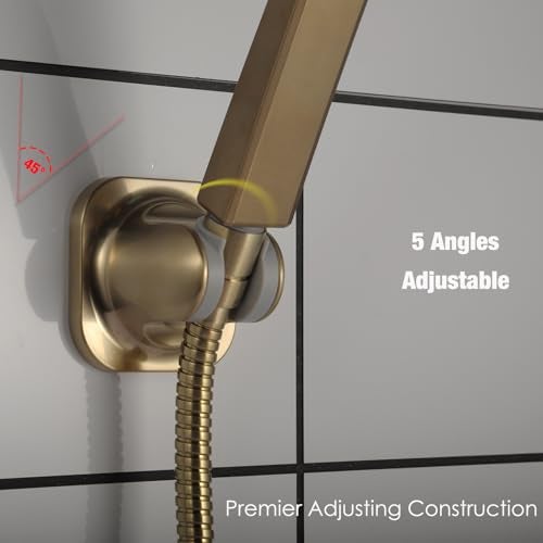 RIVOODS Handle held Shower Head Holder Wall Mount -Adjustable in 5 Positions - Dual Mount Option (Screw/Adhesive) - Brushed Gold - Image 3