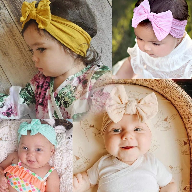 JOYOYO 16 Colors Soft Wide Turban Baby Headbands with 4.5 inches Hair Bow Headwraps for Baby Girls Infants Newborn Hair Accessories Toddlers Kids and Children - Image 4