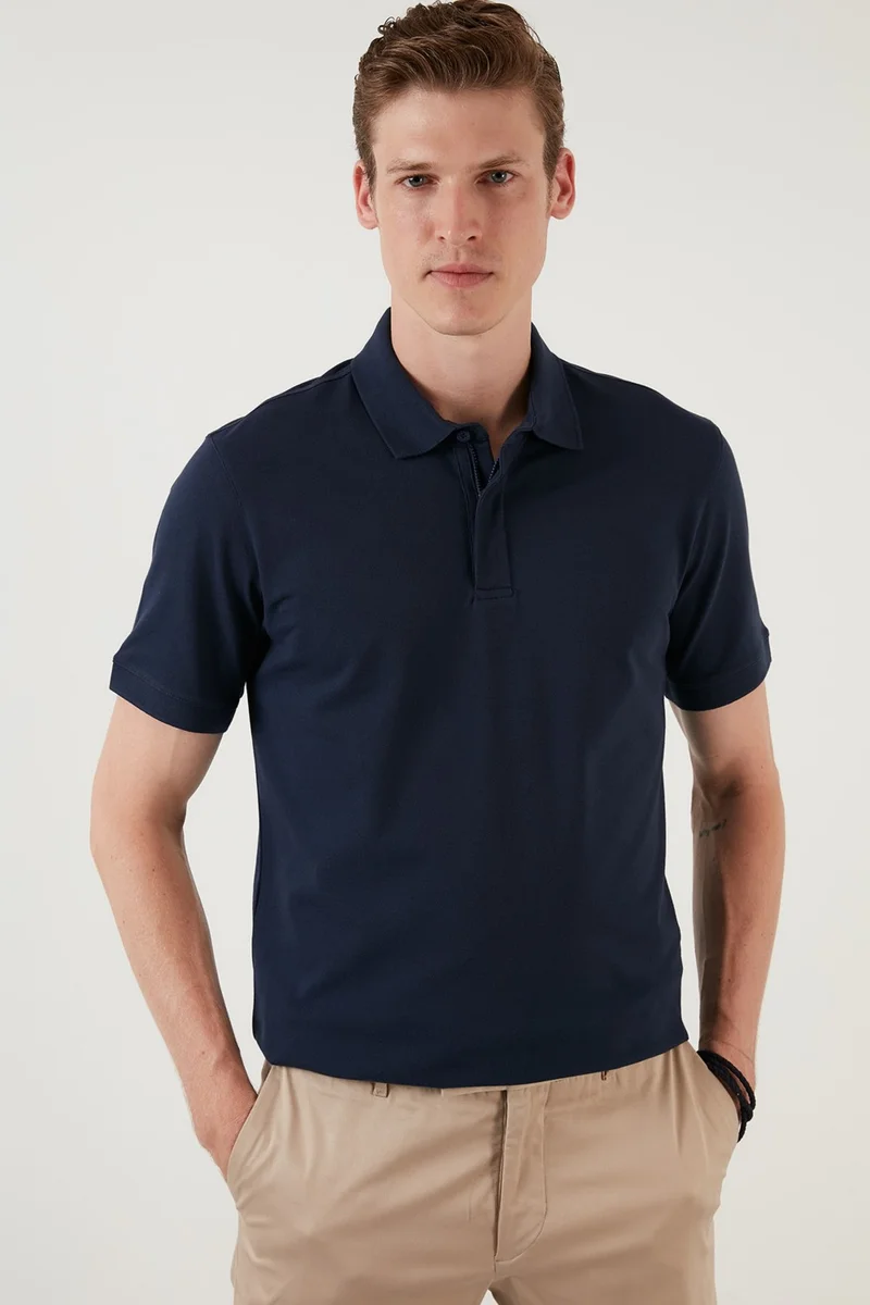 Exxe Cotton Regular Fit Button and Zipper Polo T Shirt Men's Polo EX601