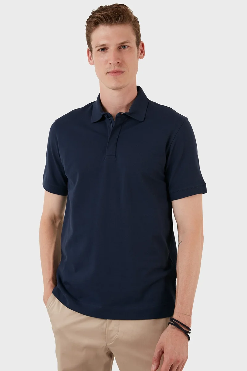 Exxe Cotton Regular Fit Button and Zipper Polo T Shirt Men's Polo EX601