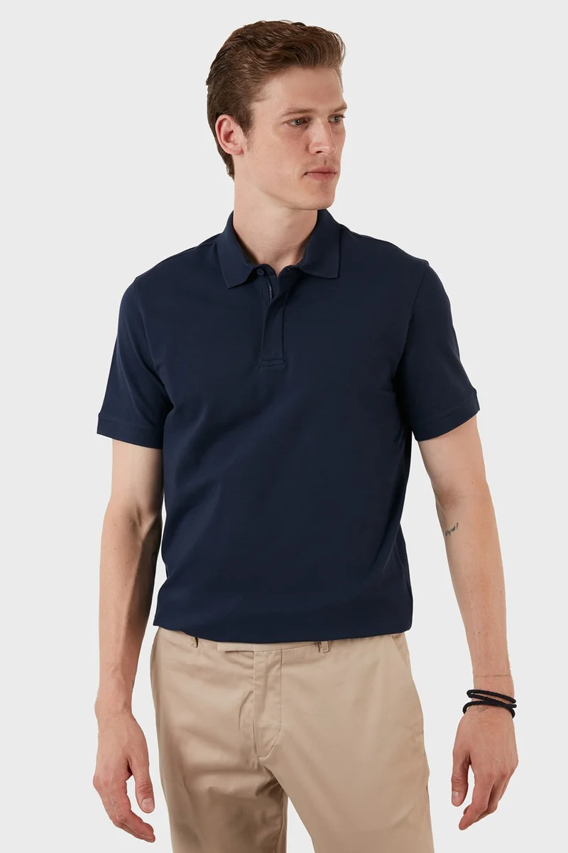 Exxe Cotton Regular Fit Button and Zipper Polo T Shirt Men's Polo EX601