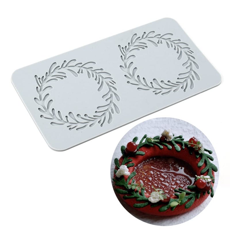 TUKE Lace Molds for Cake Decorating 3D Leaf Silicone Molds for Baking Gummy Molds Clay Fondant Molds Lace Mats Flower Honeycomb Bee Pattern for Sugar Chocolate Polymer (Leaf_9.76x5.08x0.12inch_V) - Image 1