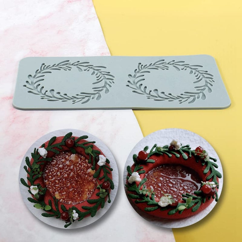 TUKE Lace Molds for Cake Decorating 3D Leaf Silicone Molds for Baking Gummy Molds Clay Fondant Molds Lace Mats Flower Honeycomb Bee Pattern for Sugar Chocolate Polymer (Leaf_9.76x5.08x0.12inch_V) - Image 2