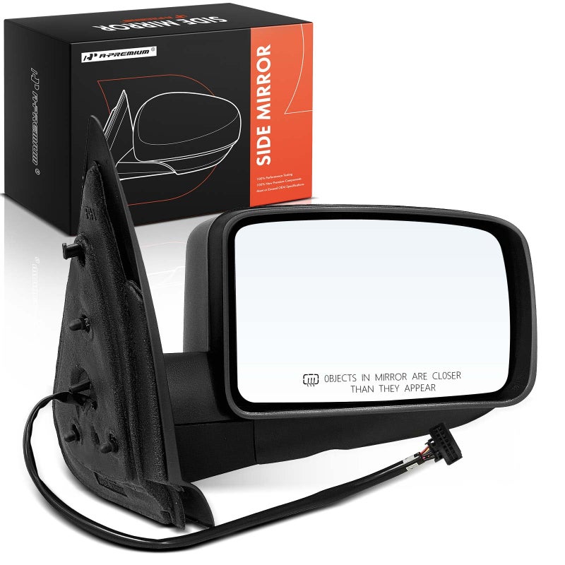 APremium Passenger Side Power Door Mirror Compatible with Ford Expedition 2004 2005 2006 Heated Manual Folding with Puddle Light Black Outside Rear View Mirror Replace 5L1Z17682DAA