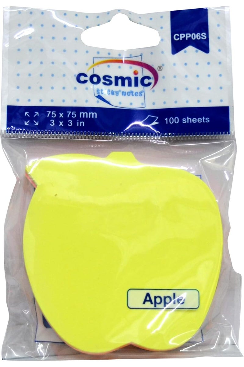 Cosmic Apple-Shaped Sticky Notes CPP06S, Neon Assorted, 100 Sheets, 3.5 x 3.5 in - Image 2
