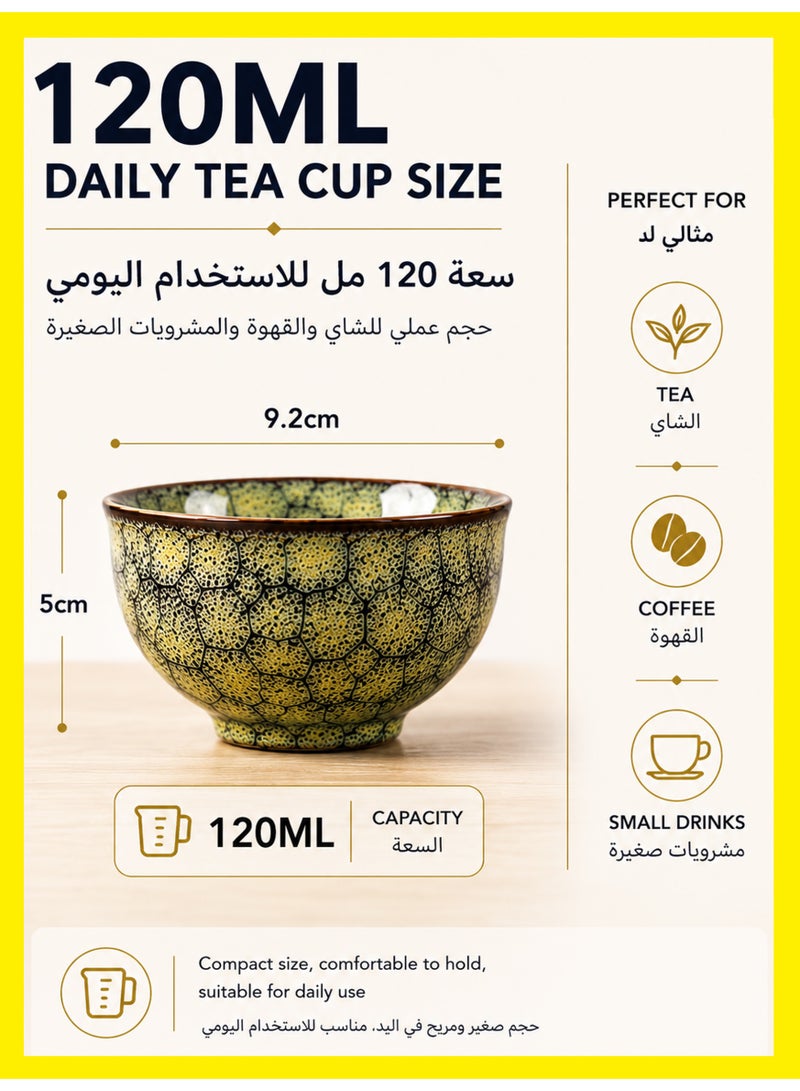 MS MIN 5-Color Crackle Glaze Ceramic Teacup Set, Elegant Gift Box Tea Cups for Gifting or Daily Use - Image 3