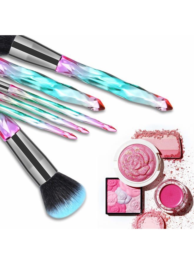 DUAIU Makeup Brushes 15pcs Premium Synthetic Bristles Crystal Handle Set Kabuki Foundation Brush Face Lip Eye Makeup Brush Sets Professional with Starry Gift Box (Blue) - Image 5