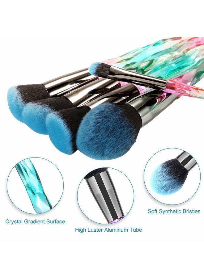 DUAIU Makeup Brushes 15pcs Premium Synthetic Bristles Crystal Handle Set Kabuki Foundation Brush Face Lip Eye Makeup Brush Sets Professional with Starry Gift Box (Blue) - Image 3