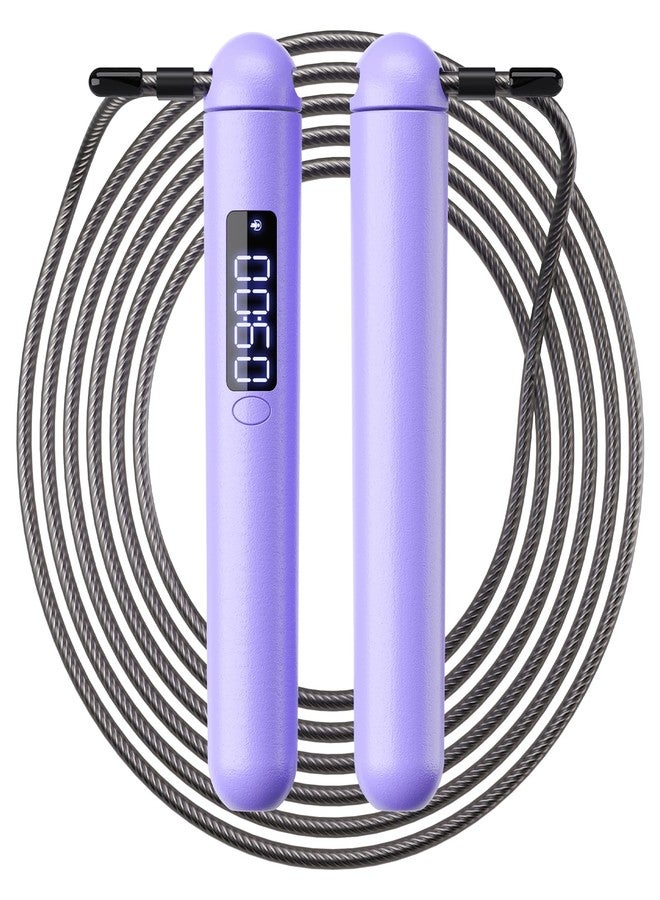 ACHDOFITS Jump Rope for Adults - Jump Ropes with Counter Calorie, Adjustable Steel Wire Skipping Rope with LED Display, for Men Women Fitness and Workout (Purple) - Image 1