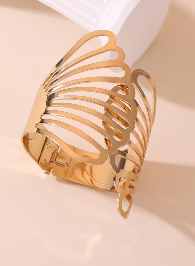 Take Two Gold Irregular Cut Out Open Bangle - Image 1