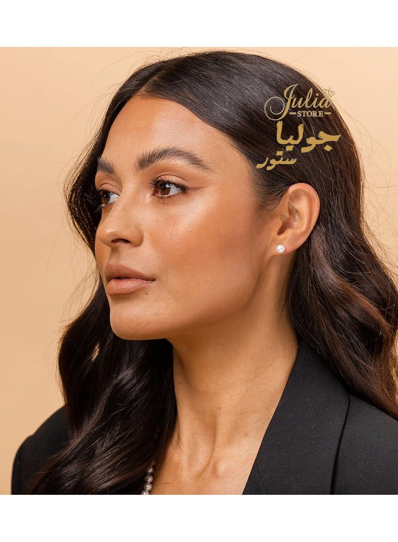 جوليا ستور أقراط من الفولاذ المقاوم للصدأ مطلية بالذهب عيار 18 قيراط منتقاة بعناية من لؤلؤ المياه العذبة المستزرعة AAAA أقراط مجوهرات لا تسبب الحساسية من متجر جوليا - Image 2