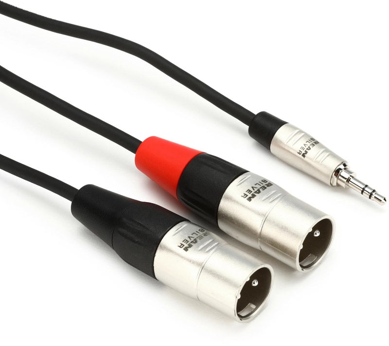Hosa HMX-003Y Pro Stereo Breakout, REAN 3.5 mm TRS to Dual XLR3M, 3 Feet - Image 2