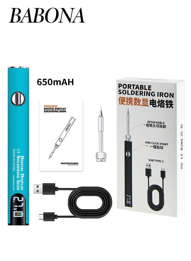 BABONA 650mAh USB Rechargeable Cordless Soldering Pen, Portable 510 Thread Battery Soldering Iron with LED Digital Display, Adjustable Temperature Welding Tool for Electronic & Home Appliance Repair - Image 1