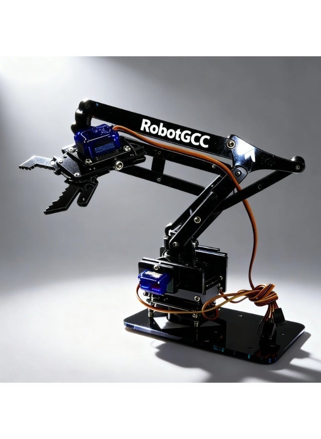robotgcc Arduino Robot Arm Kit Programmable Robotic Arm Kit with Servo Motors Acrylic DIY Mechanical Arm Robotics Kit Microcontroller Controlled Robotic Manipulator STEM Education Robot Arm Kit for Arduino Learning Robotics Automation Training Engineering Projects Coding Robot Kit Smart Robot Arm Claw Kit for Students Beginners Advanced Robotics Kit with Precise Control Multi Axis Movement Durable Structure Easy Assembly Compatible with Arduino IDE Robotics Arm Kit for School Lab DIY Electronics Engineering Training Robotics Learning Kit - Image 1