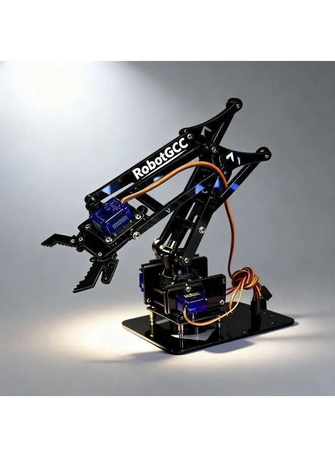 robotgcc Arduino Robot Arm Kit Programmable Robotic Arm Kit with Servo Motors Acrylic DIY Mechanical Arm Robotics Kit Microcontroller Controlled Robotic Manipulator STEM Education Robot Arm Kit for Arduino Learning Robotics Automation Training Engineering Projects Coding Robot Kit Smart Robot Arm Claw Kit for Students Beginners Advanced Robotics Kit with Precise Control Multi Axis Movement Durable Structure Easy Assembly Compatible with Arduino IDE Robotics Arm Kit for School Lab DIY Electronics Engineering Training Robotics Learning Kit - Image 5