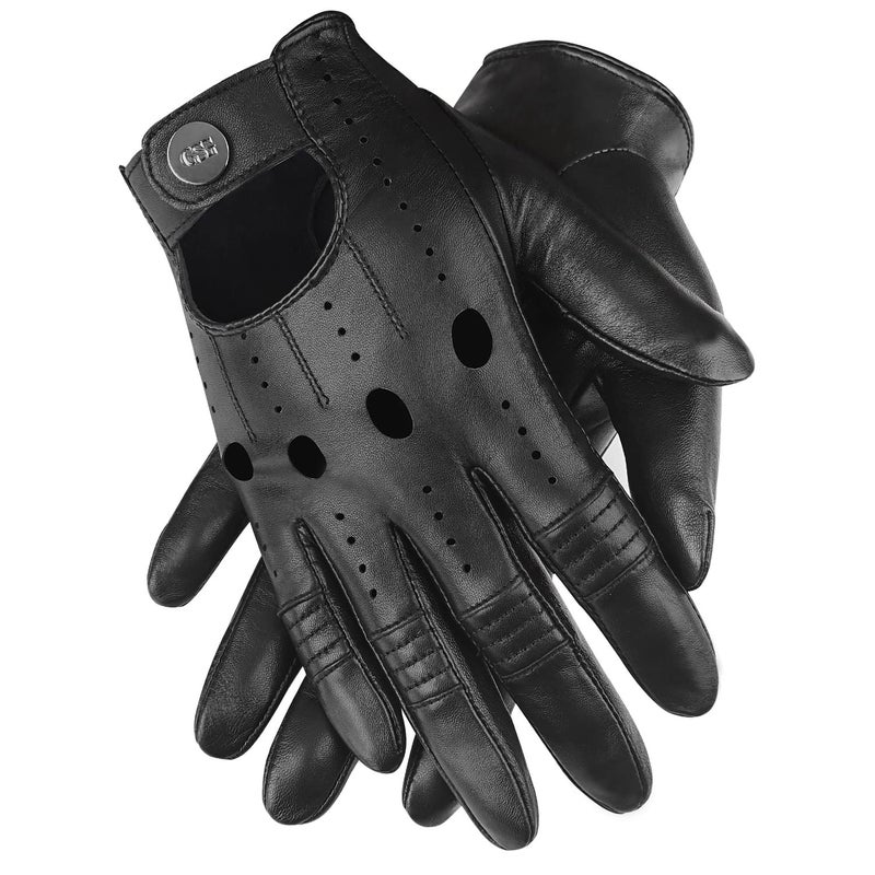 GSG Men Leather Gloves Black Driving Cycling Touchscreen Motorcycle Unlined Gloves 105