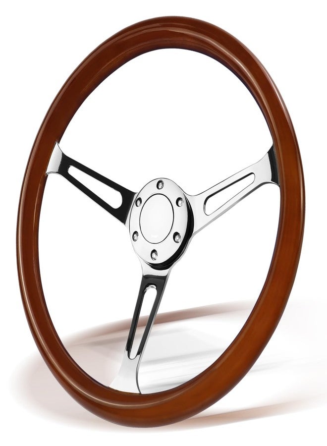 VOONKE 380MM Wooden Universal Racing/Golf Steering Wheel, 6 Bolts Grip round Steering Wheel For Club Car EZGO RXV & TXT, Yamaha, Precedent Tempo, DS,for Race/Rally/Motorsport/Car-(Plating - Long) - Image 1