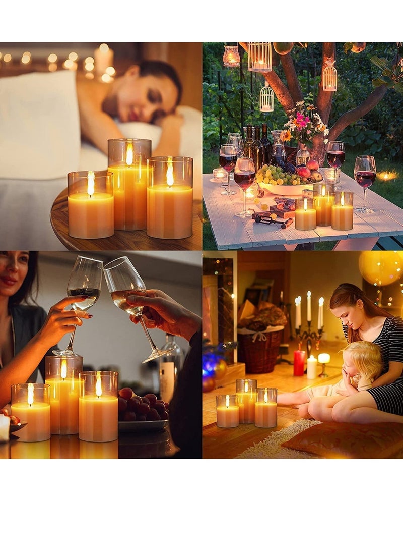 Generic - Led Flameless Candles, Battery Operated Real Pillar Wax Flickering Moving Wick Effect Glod  Glass Candle Set with Remote Control Cycling Timer - Image 1