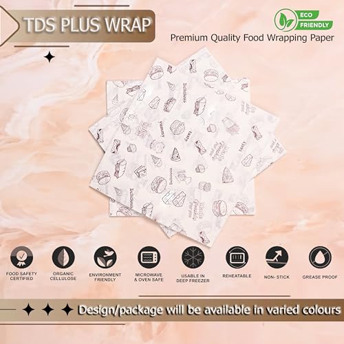 TDS Plus WRAP Food Wrap Brown PRT (100 Precut-Sheet) | 100% Microwave Safe up to 220�C | Biodegradable, 100% Food Safe | Wrap Sheets for chappti | Wrap Pre Cut Sheet's for Roti - Image 5