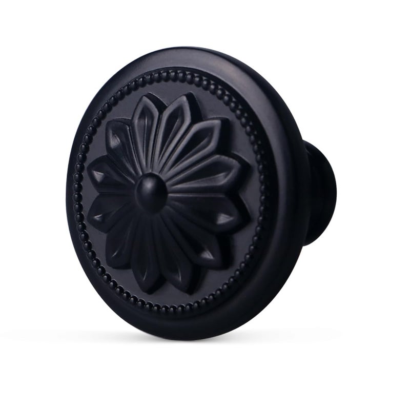 Xlroaafs Kitchen Cabinet Knobs 10 Pack Matte Black Zinc Alloy 125 Round Handles for Cabinets and Drawers Dresser Included Screws - Image 2