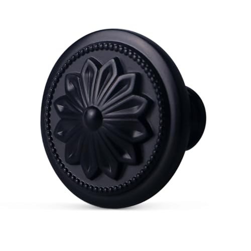 Xlroaafs Kitchen Cabinet Knobs 10 Pack Matte Black Zinc Alloy 125 Round Handles for Cabinets and Drawers Dresser Included Screws - Image 1