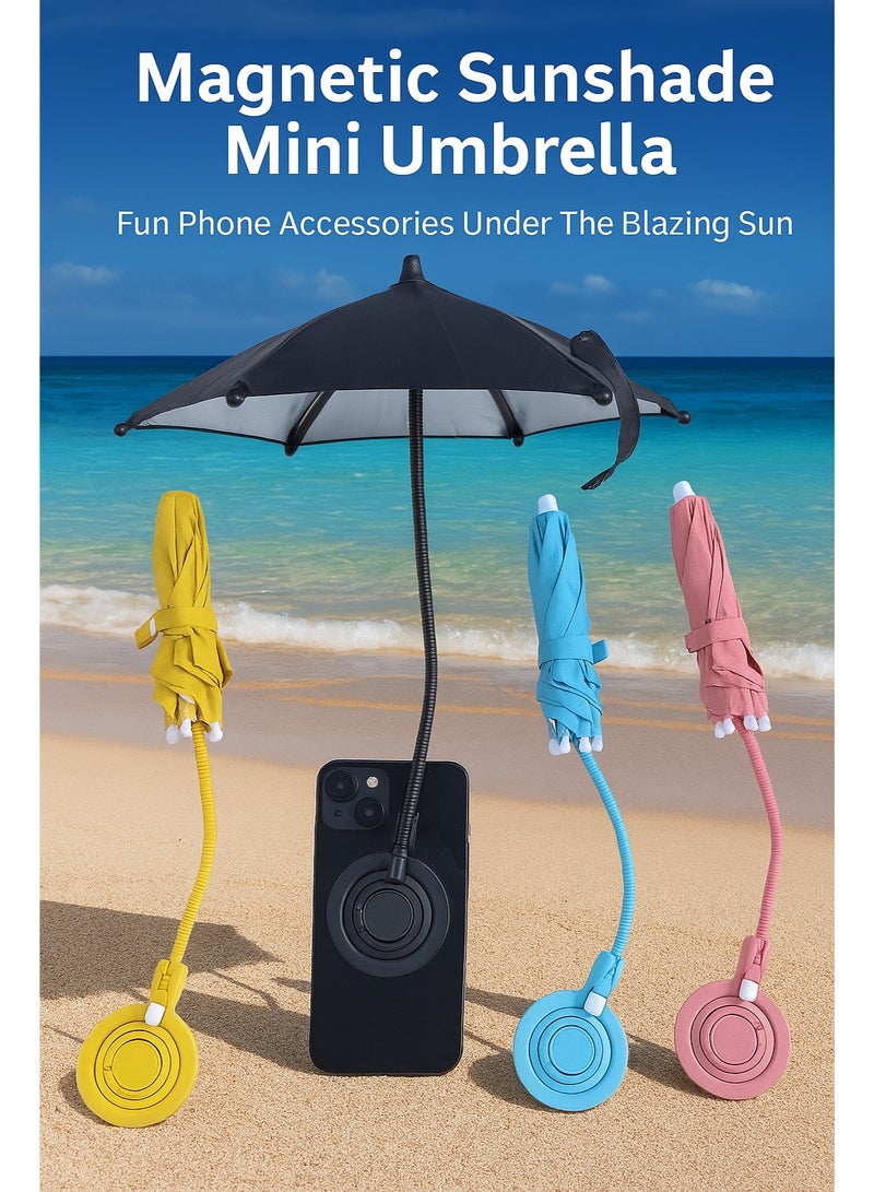 Magnetic Phone Sunshade Umbrella – Mini Portable, Ultra-Strong Magnet, Universal for iPhone & Android, Outdoor Anti-Glare, Foldable & Lightweight（Pink） - Image 1