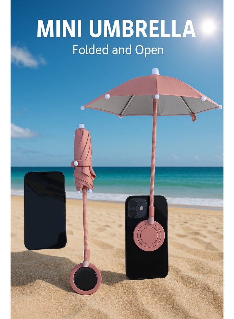 Magnetic Phone Sunshade Umbrella – Mini Portable, Ultra-Strong Magnet, Universal for iPhone & Android, Outdoor Anti-Glare, Foldable & Lightweight（Pink） - Image 2