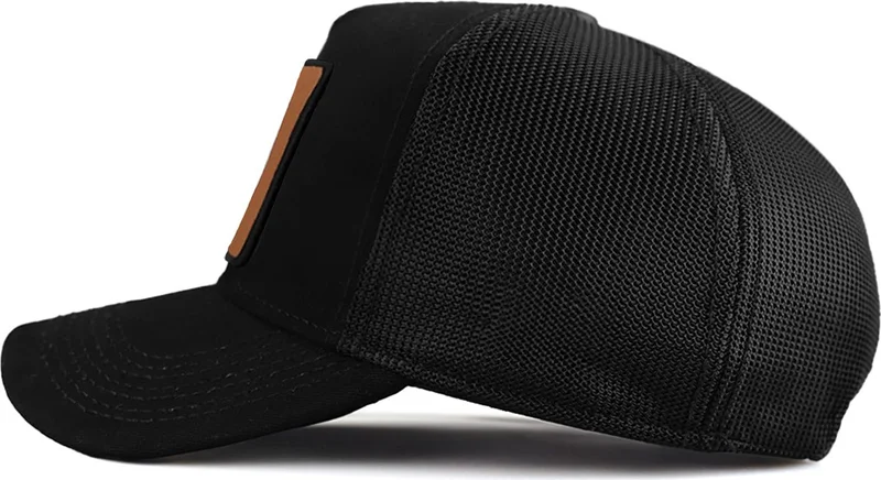 Black Börk V1 Trucker Wolf - Unisex Black Hat (Cap) with 4 Code Logo
