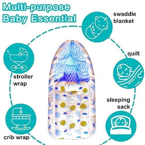 VParents Baby Feeding Pillow Bedding Set with Mosquito net and Sleeping Bag Combo Fruitie (Blue) 110586 - Image 5