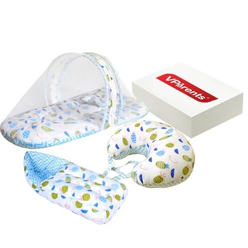 VParents Baby Feeding Pillow Bedding Set with Mosquito net and Sleeping Bag Combo Fruitie (Blue) 110586 - Image 1