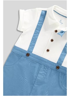mothercare Mock Shirt, Shorts and Braces Romper  - Image 1