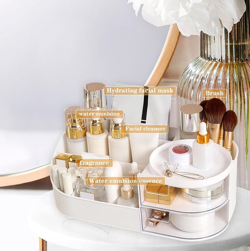 Fodgo Makeup Organizer Makeup Box for Storage Make Up, Cosmetic, Skincare Organiser for Women Elegant Makeup Vanity with Transparent Drawer Make Up, Cosmetic, Skincare Organiser for Women (White) - Image 4