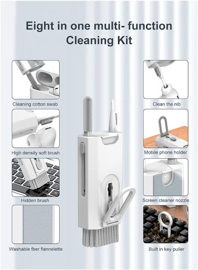 8 in 1 Keyboard Cleaner Kit, Laptop Screen Cleaner, Multi-Functional Cleaner Tools with Soft Keyboard Brush Keycap Puller for Airpods Pro Earbuds PC Laptop Phone Headphones Computer (White)  - Image 4