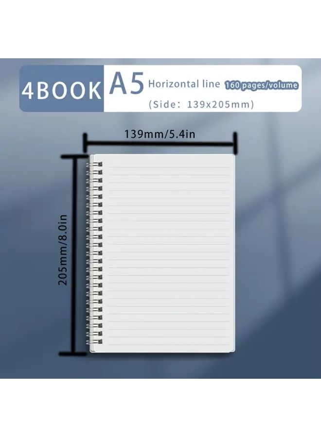 A5 Size 4 Book Set Flip Top Spiral Notebooks 160 Pages Extra Thick For Exams - Image 2