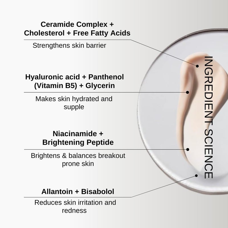 The Formularx Sun Relief Ceramide Sunscreen SPF 50 PA  Broad Spectrum UV  Blue Light Protection  For Oily Acne prone Sensitive Skin  Brightening Barrier Care with Niacinamide Hyaluronic acid  Peptides  Lightweight No White Cast  Water  Sweat Resistant  Men  Women  50g - Image 5