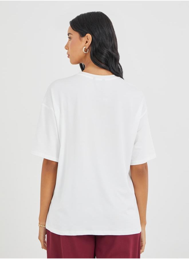 Take Two Take Two Graphic Print Round Neck Oversized T-Shirt  - Image 5