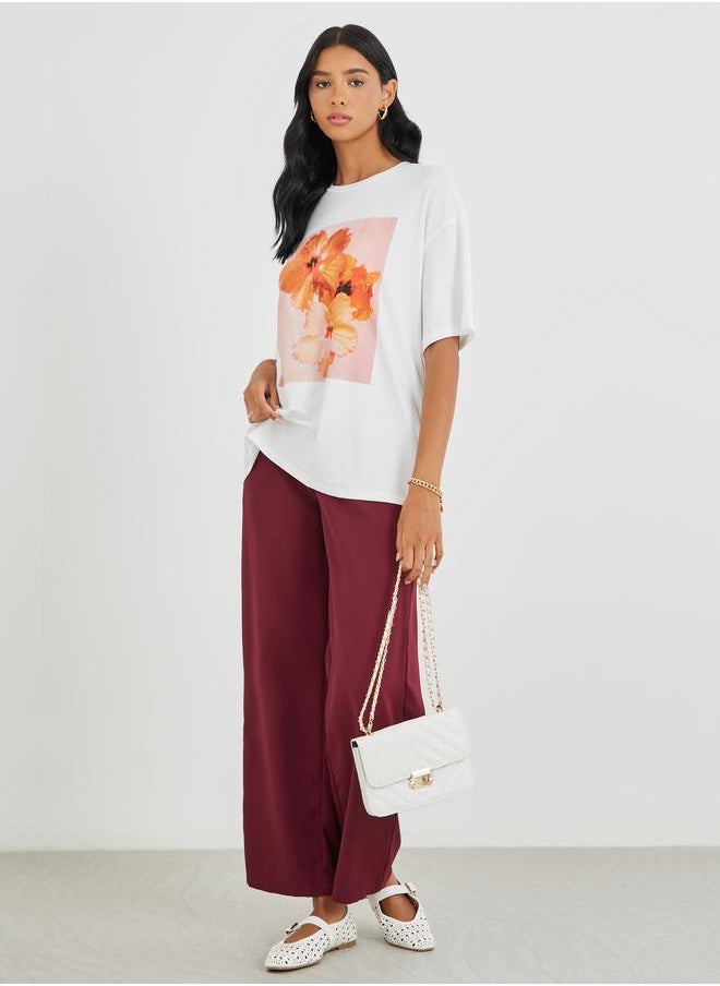 Take Two Take Two Graphic Print Round Neck Oversized T-Shirt  - Image 2