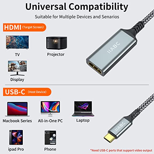 IIABC USB C to HDMI Adapter, USB Type-C to HDMI 4K Adapter Compatible with iPhone 15 16 Pro Max, MacBook Pro/Air 2023, IPad Pro, iMac, Galaxy S23, Dell XPS, Pixelbook, Microsoft and More - Image 5