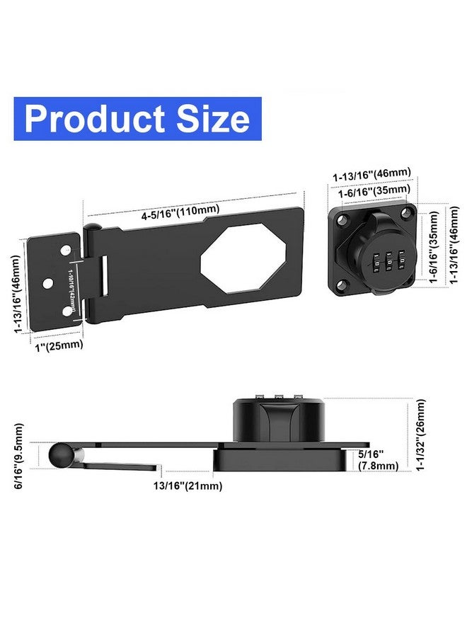 HASTHIP® Household Cabinet Password Hasp Locks,Cabinet Door Combination Lock,Door Security Slide Latch Lock for Small Doors Cabinets Barn Bathroom Outdoor Garden (Black) - Image 2