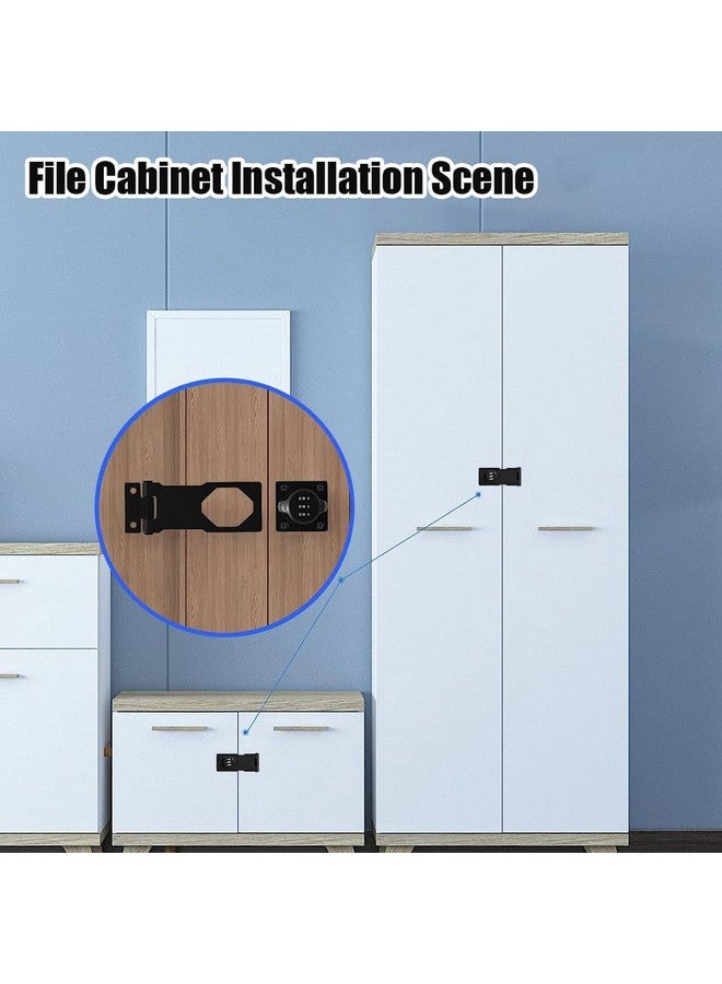 HASTHIP® Household Cabinet Password Hasp Locks,Cabinet Door Combination Lock,Door Security Slide Latch Lock for Small Doors Cabinets Barn Bathroom Outdoor Garden (Black) - Image 4