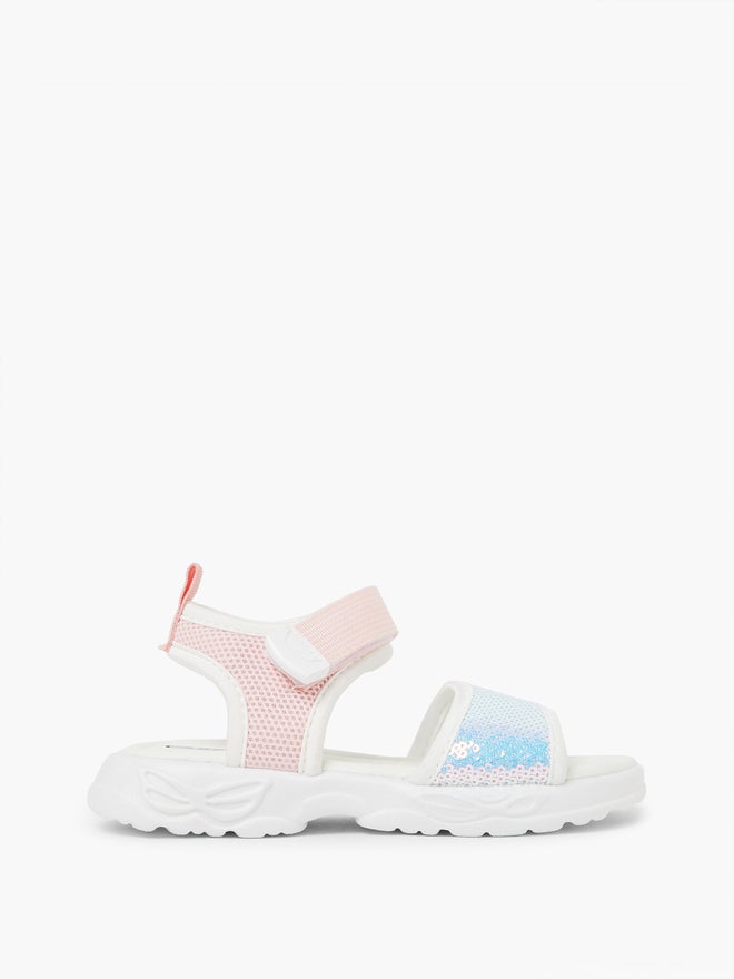 Styli Girls Embellished Hook and Loop Sandals - Image 1