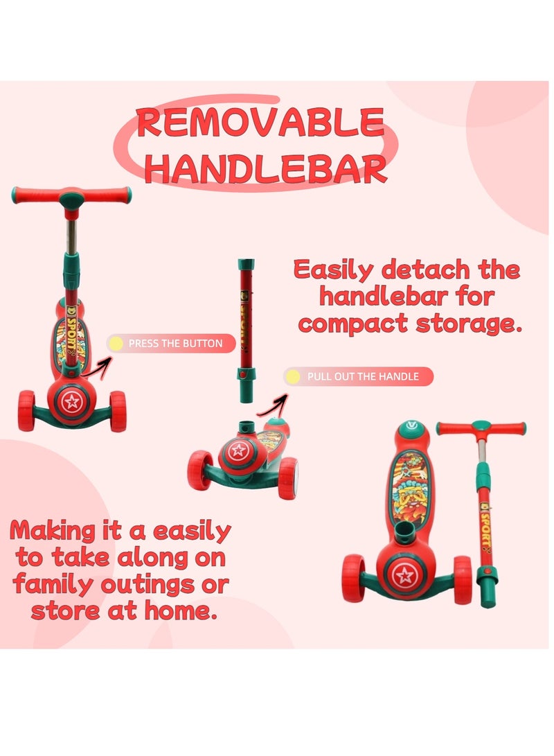 إيزي فيتشور سكوتر ركل للأطفال من إيزي فيوتشر: تصميم قابل للطي، مقبض قابل لضبط الارتفاع، عجلات LED، فرامل خلفية وموسيقى للأعمار من 3 إلى 8 سنوات - Image 2