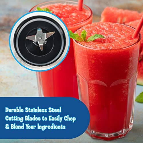 Nostalgia Kool-Aid Slush ‘N Go Personal Blender for Smoothies, Slushies, Shakes, and Fruit Blends, Includes Two 15 Oz Travel Bottles, Cup Lid, and Reusable Straw, Blue - Image 5