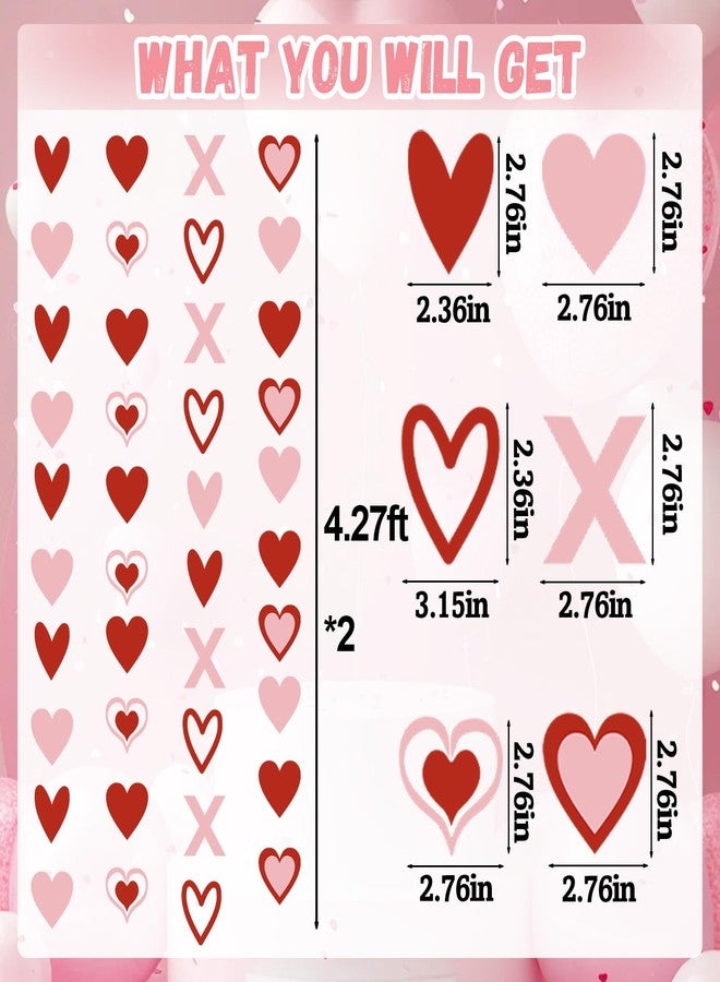 FINDRICH 8Pcs Heart Garland Red & Pink, Valentines Day Decorations, Valentine's Day Garlands Valentines Hanging Heart Garland Decorations for Wedding, Engagement, and Home Decor Happy Valentines Day Decoration - Image 2