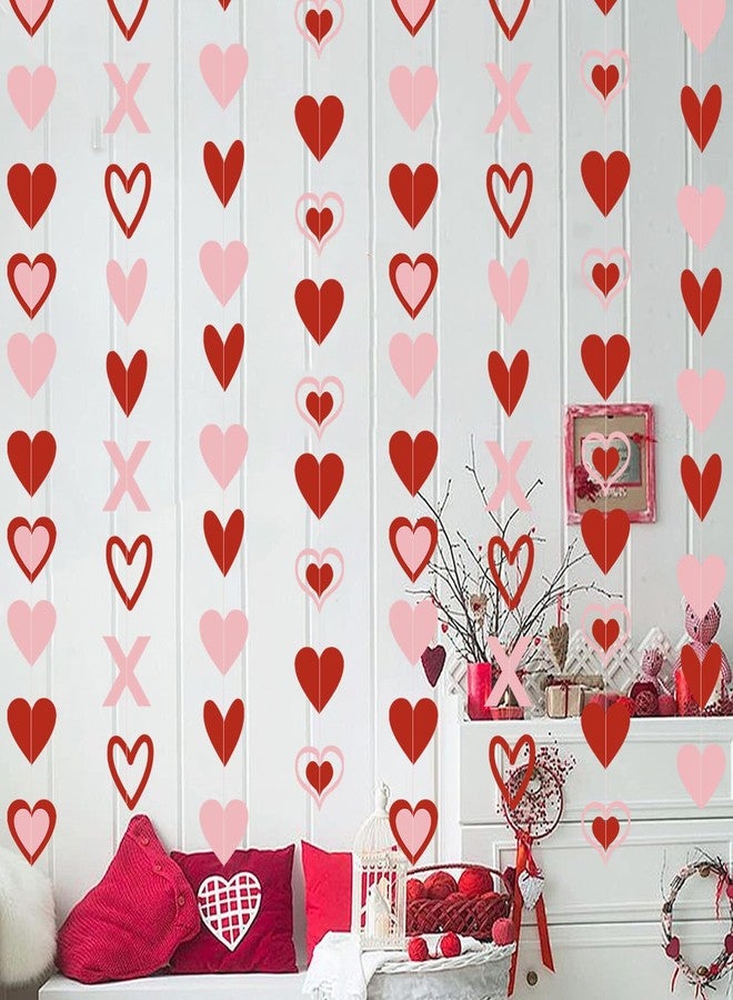 FINDRICH 8Pcs Heart Garland Red & Pink, Valentines Day Decorations, Valentine's Day Garlands Valentines Hanging Heart Garland Decorations for Wedding, Engagement, and Home Decor Happy Valentines Day Decoration - Image 3