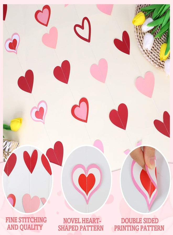 FINDRICH 8Pcs Heart Garland Red & Pink, Valentines Day Decorations, Valentine's Day Garlands Valentines Hanging Heart Garland Decorations for Wedding, Engagement, and Home Decor Happy Valentines Day Decoration - Image 4