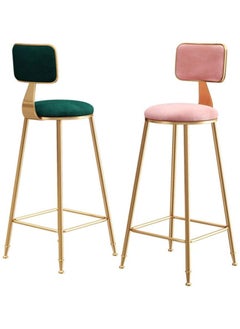 DubaiGallery Modern Kitchen Barstool Bar Chairs Round Velvet Seat with Backrest and Metal Legs, Breakfast Dining Stool for Kitchen Counter Comfy Bar Stool 1 Piece  - Image 3