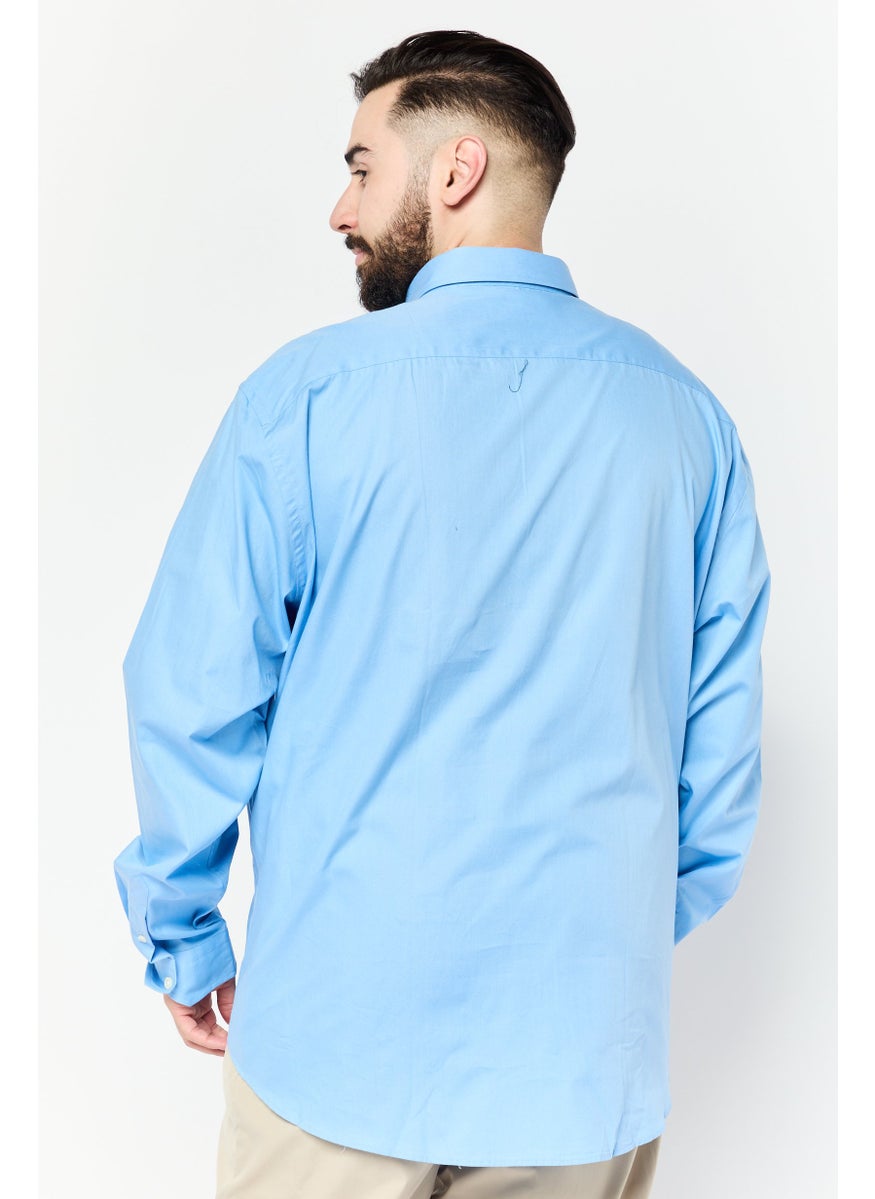 Harmont & Blaine - Men Narrow Fit Embroidered Long Sleeves Casual Shirt, Blue - Image 1